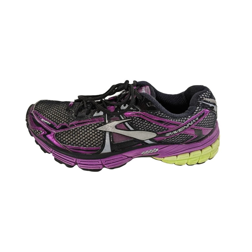 Womens Brooks Ravenna 4 Purple/ Black/ Lime Athletic Running Shoes Size 8M (B)